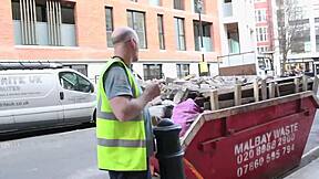 sexy brit flashes tits and pisses publicly at construction site