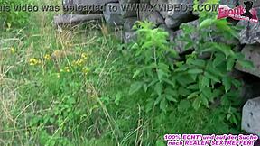 Skinny german teen brünne spreads for outdoor pov forest fuck