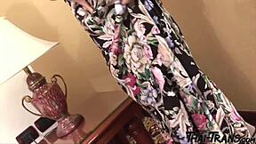 Petite thai ladyboy from pattaya strokes her cock sensually