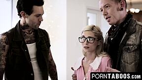 i couldn't resist joining this petite teen's wild gangbang with monster cocks