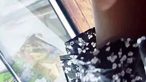 Spying Upskirt Skirt Lift in Store Reveals Hot Panties!