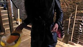 sexy brit flashes tits and pisses publicly at construction site