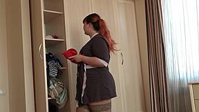 mature bbw's juicy thong ass shakes during fat pussy anal toy fuck