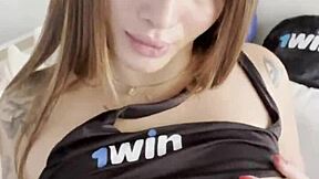 Super Horny Colombian Milf Masturbates Big Tits and Pussy on Boss's Sofa!