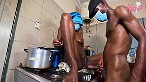 hot kenyan maid takes huge cock creampie as burner payment