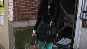 sexy brit flashes tits and pisses publicly at construction site