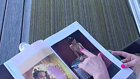 Blonde Milf with Blue Eyes Gets Turned On by Playboy in Public Outdoors