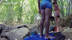 Skinny African Bodybuilder Dreams of Legs-Up Double Blowjob