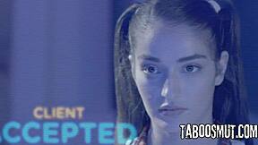 kinky robot teen endures rough anal monster cock pounding