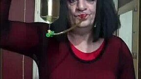 Think this shy bisexual crossdresser can fill himself completely?