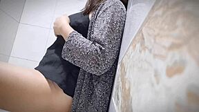 hot asian stepmom masturbates her big natural tits and hairy pussy solo