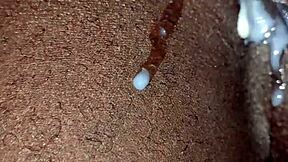 He pounds her wet ebony pussy hard till creampie explosion in passionate young couple romp