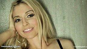 Busty Blonde Lesbian Bound with Buttplug Gaping Her Ass