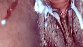 He pounds her wet ebony pussy hard till creampie explosion in passionate young couple romp