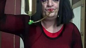 Think this shy bisexual crossdresser can fill himself completely?