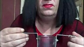 Think this shy bisexual crossdresser can fill himself completely?