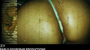 Curly-haired black midget girlfriend bends over big ass for interracial doggystyle creampie pounding