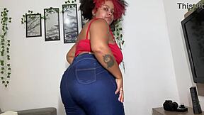 bbw beauty in blue jeans unleashes dirty farting fetish tease