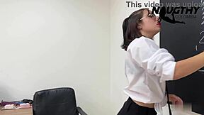 i can't stop humiliating this petite latina teen slut's pussy with toys before class