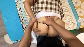 pervy stepdad spies on stepdaughter masturbating then rams his cock deep in her tight asshole