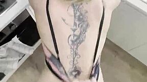 Blonde big tits milf begs stepson for hard kitchen pussy pounding