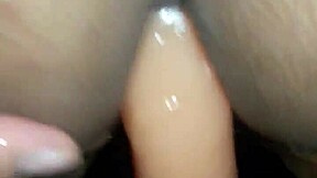 wife riding wild on huge dildo anal toy fuck!!