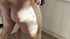 Blonde big tits milf begs stepson for hard kitchen pussy pounding