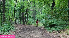 jeny smith that hot milf heads to the woods for some solo anal dildo play in nature