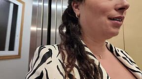 stepmom flashes huge tits in elevator! gets face fucked cum covered whore!!