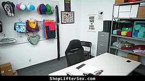 Officer Compromises With Shoplifting Blonde Teen In Garage Rip Clothes!