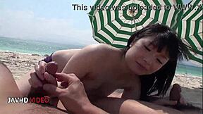 hina maeda takes beach pounding ends in creampie