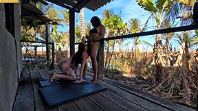 dude you see punheteiro scoring with two bisexual lingerie babes creampie outdoor forest