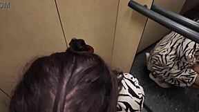 stepmom flashes huge tits in elevator! gets face fucked cum covered whore!!