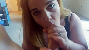 my redhead cosplay girl slurps my monster cock till cum fills her mouth