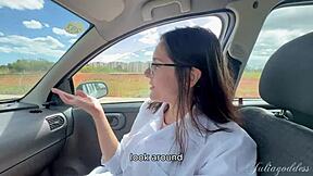 caught me slurping his huge cock in the car for everyone to see