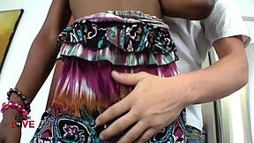 big black shemale cock throbs as brunette gives deep blowjob and handjob