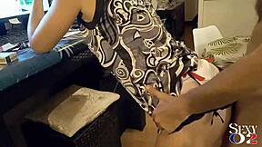 1520 clothed black french slut bent over doggystyle in lingerie heels stockings