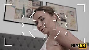 Remarkable blonde chick poses then rims ass licks before blowjob facial