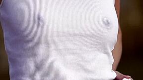 Fancy peek at babe's shaved pussy tease by ocean slow motion?