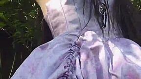 Ever Wonder What Petite Tease Does Outdoors in Sundress Away From Prying Eyes?