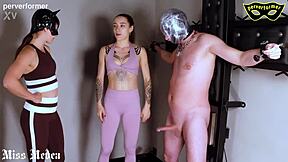 Heavy Ballbusting Torments Bound Fitness Slave