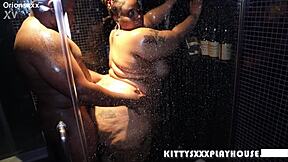 Kitty Galore's Chubby Big Ass Bounces In Shower Cowgirl Ride