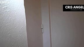 kyara nyx pisses hard after office work with cris angelo's cock