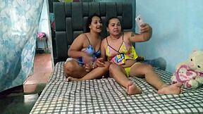 Wife meets husband's ebony mistress for mutual masturbation hard lesbian pussy licking fuck