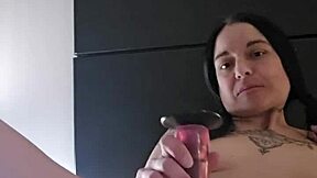 Emy angel gropes and grinds hard on her throbbing toy