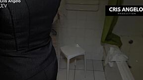 kyara nyx pisses hard after office work with cris angelo's cock