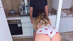 blonde wife cheats on husband stepson spies licks ass fucks her part 1