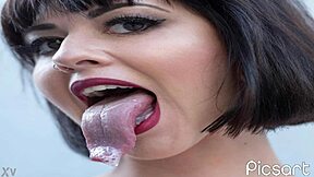 ebony beauty gives slow teasing blowjob to throbbing black shaft