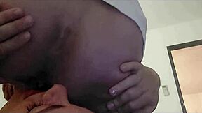 White Slut Moans in Yellow Satin Doggystyle Ass Licking POV