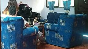 Voyeur spies latina hermanastra bent over doggystyle fucking boyfriend hidden cam